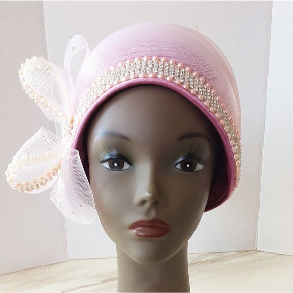 CHARM\'S Avant-Garde Glam Crystal | Pearl Fascinator Derby Church Hat - NWT main image 4